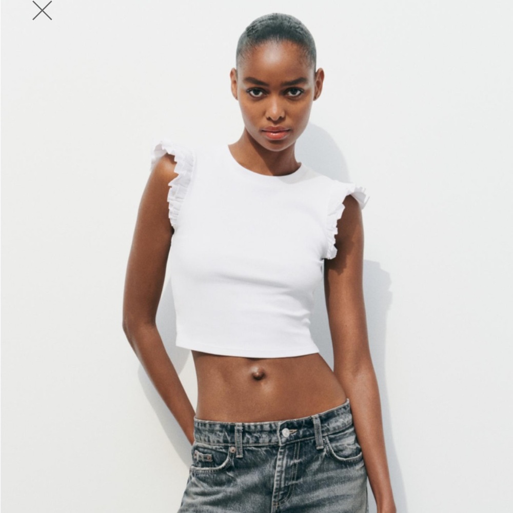 Women’s Zara Ruffled Crop Top in White